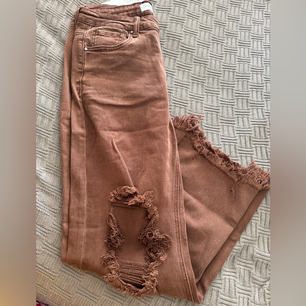 Risen espresso distressed denim